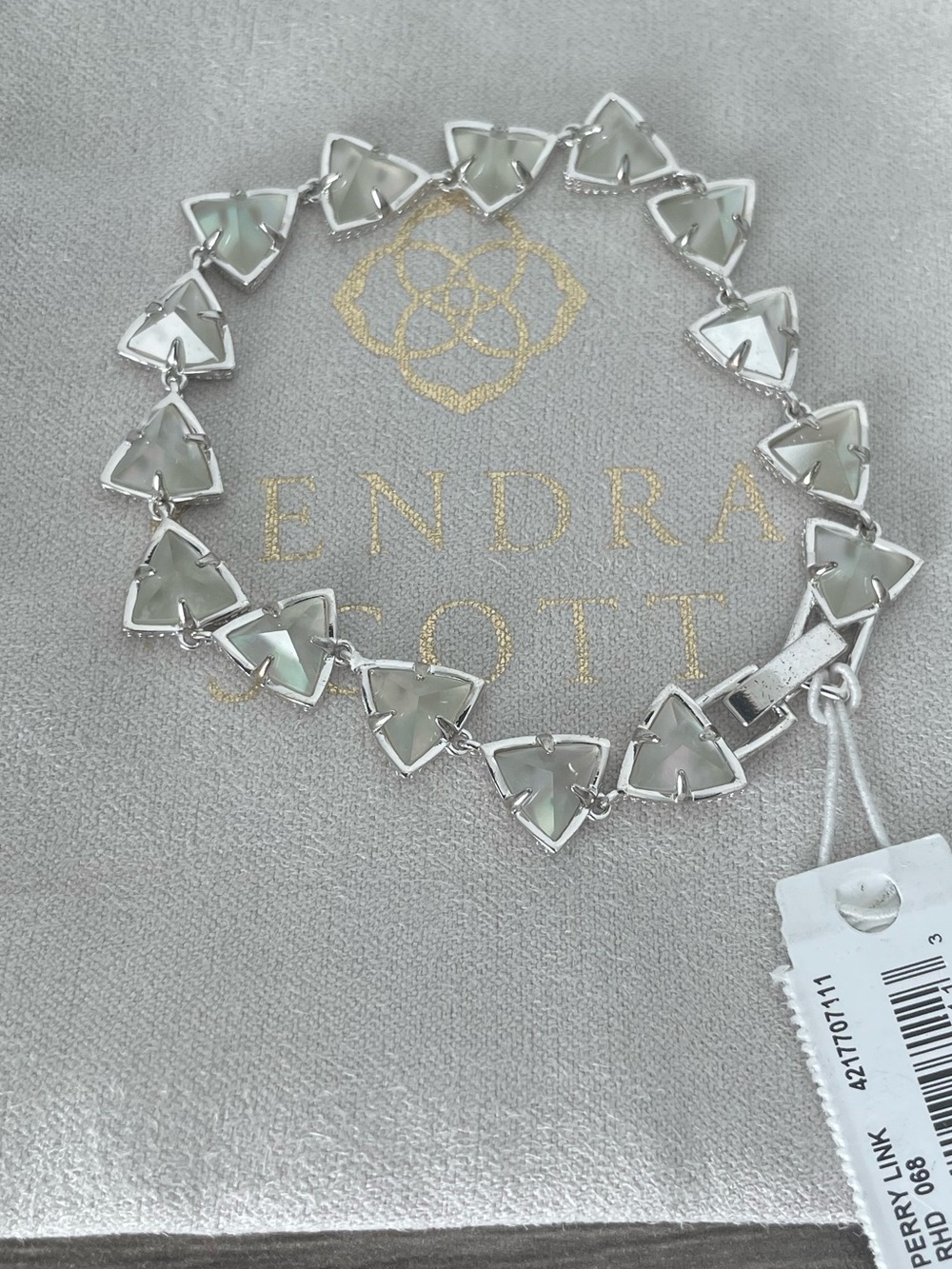 Kendra Scott Perry Link Silver Bracelet Iridescent Stone